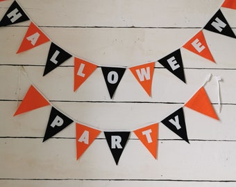 BAUMWOLL-Halloween-Girlande, Girlande für Halloween, Halloween-Party-Kette, Bunting für Party-Festival, Halloween-Girlande in Orange und Schwarz