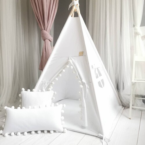 White teepee, Boho teepee, Teepee set, Christmas present, Teepee for nursery, Kids teepee tent, Baby shower, Teepee shops for girl, teepee for boy