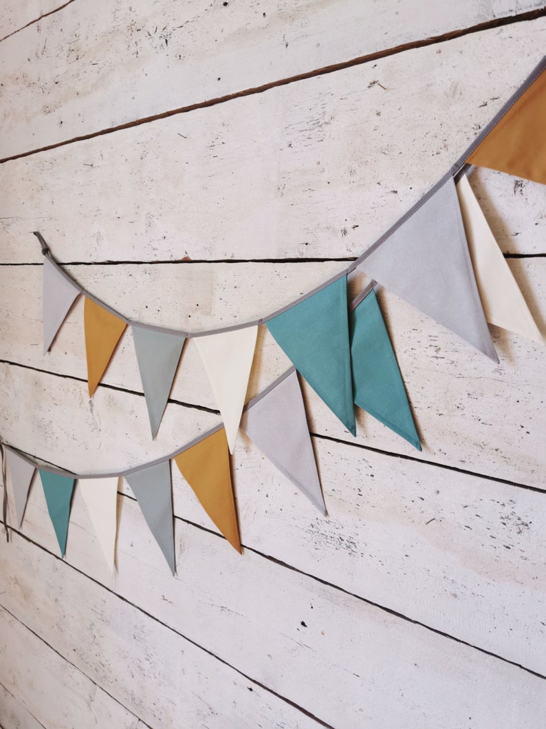 Cotton fabric triangle pennant chain for kid nursery, 1st birthday party, baby shower, garden festive, restaurant, wimpelkette fur kinder and kinderzimmer, wimpel, banderole, garland, girlande, custom, personalization, bulk option, diffirent sizes