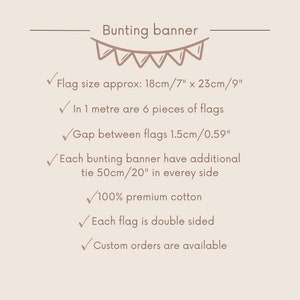 CUSTOM bunting banner, Cotton flags for nursery, Fabric garland, Neutral bunting banner, Custom wimpelkette, Baby shower, 1st birthday party zdjęcie 2