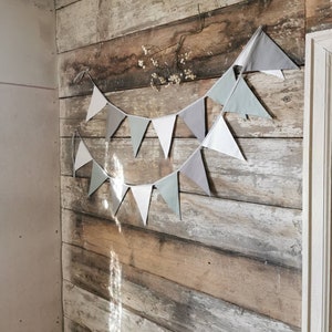 White sage green and grey bunting banner for kid nursery wimpelkette baderole garden festive baby shower custom order pennant chain cotton triangles premium fabric 1st birthday party nursery room home weddings wall decor girlande madchen kinderzemmer