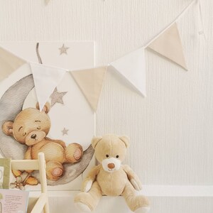 Banderole beige pour chambre d'enfant, chaîne en coton pour chambre d'enfant, jardin d'enfants en fourrure de wimpelkette, guirlande blanche, fanion beige pour chambre d'enfant, chaîne pour 1er anniversaire image 2