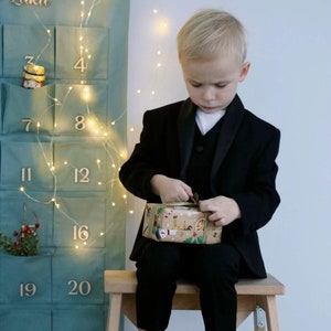 Calendrier de l'Avent de Noël réutilisable pour enfants, calendrier compte à rebours avec chiffres en bois, boîte cadeau de Noël, pochette pour calendrier en tissu pour chambre d'enfant image 10