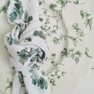 Muslin table napkins with design, Organic cloth napkins, Double gauze napkins for weddings, BOHO table napkins, Wedding muslin squres image 3