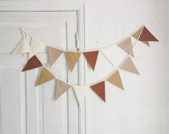 Bannière de fanion beige, chaîne de fanions pour chambre d'enfant, fanion triangulaire en coton, fanion marron, maternelle fourrure Wimpelkette, baby shower, chaîne de fanion