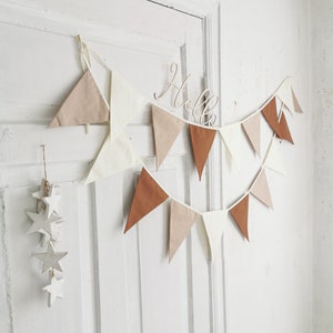 BOHO Wimpelkette, Girlande aus Baumwolle, Wimpelkette aus Baumwolle, Dreiecke aus Baumwolle, Babyparty Girlande, Wimpelkette fürs Kinderzimmer, Geburtstagsparty Girlande Bild 1