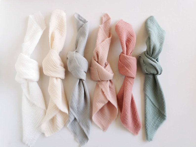 Double gauze table napkins for weddings dinner supper garden christmas eve or any festive. Double layer Muslin napkins with raw edges.Different colors available white, off white, gray,dusty pink, pinkold pink, old green, dark gray, yellow, beige