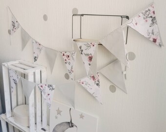 Wimpelkette fur kinder, Baumwolle banderole, Girlande fur kinderzimmer, Bunting banner, Pennant chain, Cotton garland, Gray bunting, Nursery