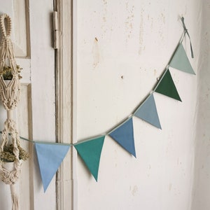 Blue and green bunting banner, Old green banner, Custom garland, Pennant chain for boy, Bunting for baby shower, 1st birthday party girlande