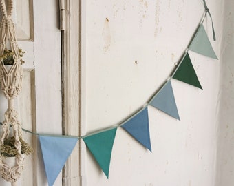 Blue and green bunting banner, Sage green banner, Custom garland, Pennant chain for boys, Bunting for baby shower, 1st birthday garland