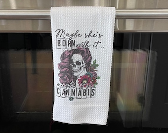 Cannabis skeleton kitchen towel
