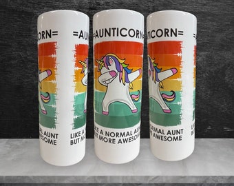 Aunticorn Stainless Steel Tumbler – Funny Unicorn Aunt Gift, Travel Mug