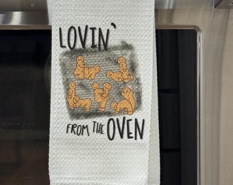 Lovin from the oven gingerbread kitchen towel
