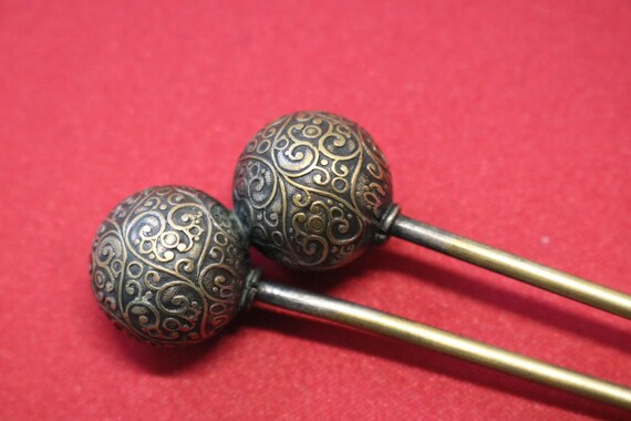 Antique Victorian Era Lady S Hair Pin Ornamental Balls Etsy