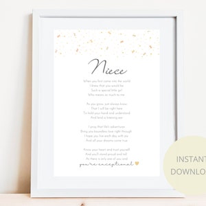 Descarga digital de sobrina, impresión PNG, regalo para sobrina, impresión de poema de niña, impresión de bebé, poema infantil, regalo de bautizo, regalo de bautismo de sobrina