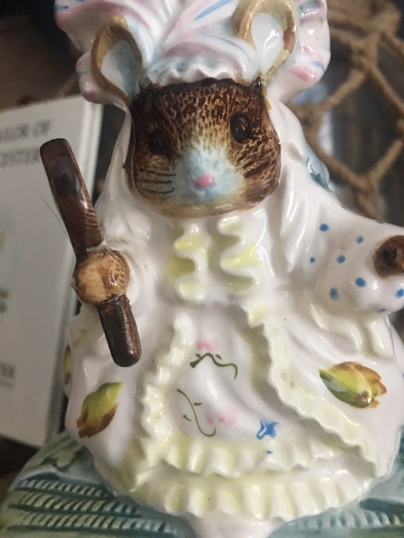 Vintage Beatrix Potter Lady Mouse Music Box, Schmid Tailor