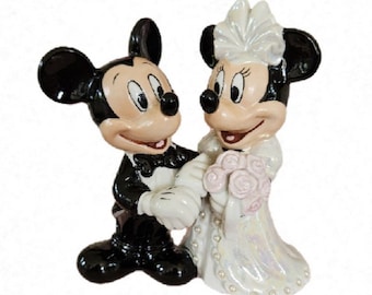 Adorno vintage para tarta de boda de Mickey Mouse y Minnie Mouse de Disney