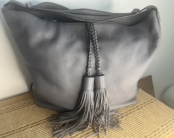 Rebecca Minkoff Leather Boho Chic Slouch Handbag with Double Tassels