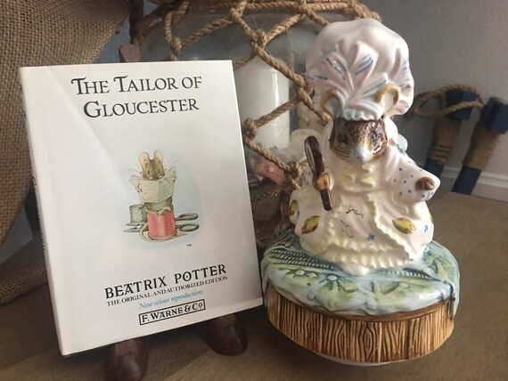 Vintage Beatrix Potter Lady Mouse Music Box, Schmid Tailor
