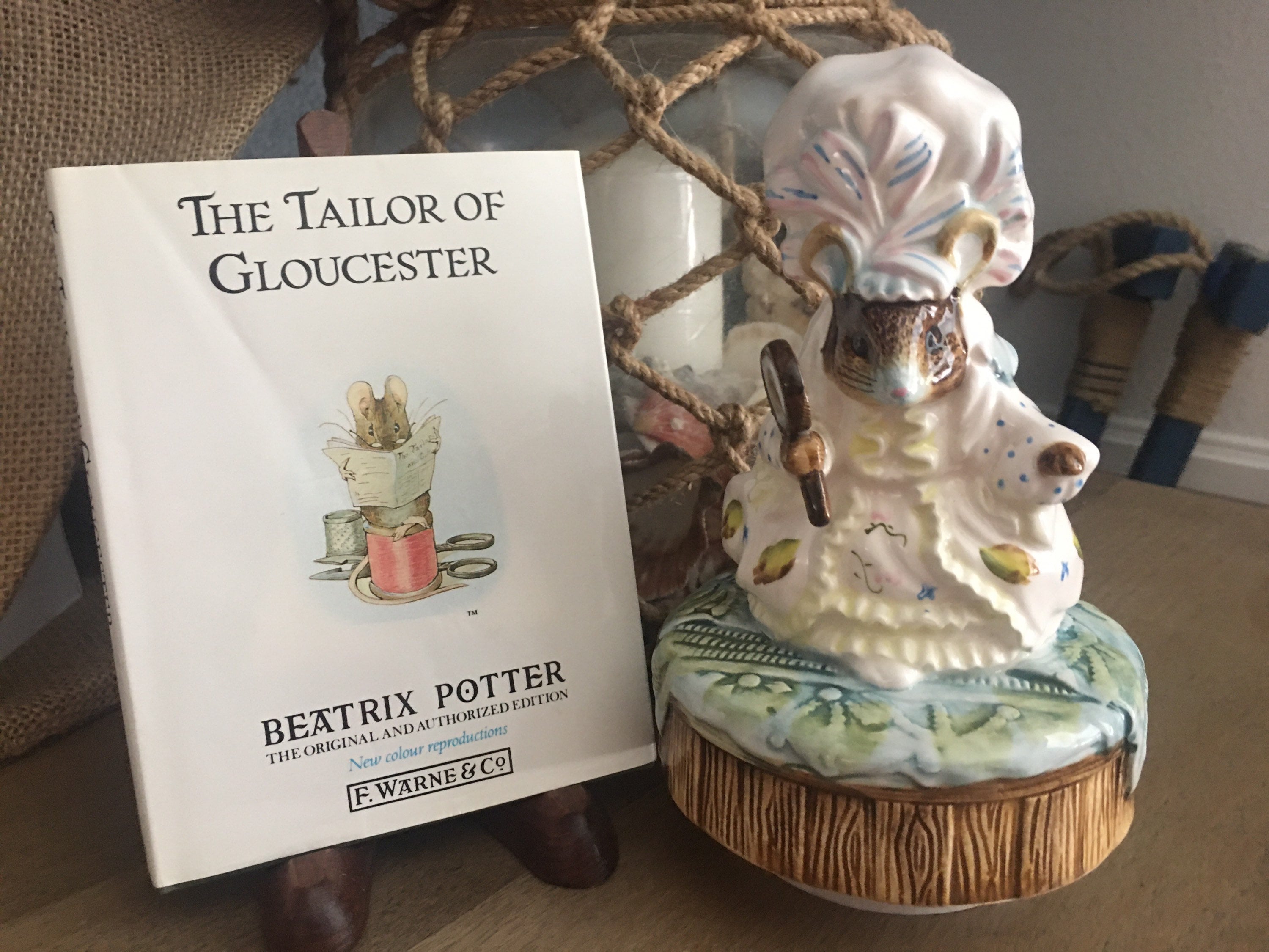 Vintage Beatrix Potter Lady Mouse Music Box, Schmid Tailor