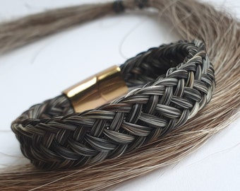 Solid horse hair braided bracelet, Equestrian jewelry