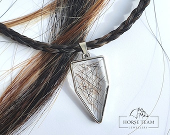 Braided horse hair necklace with resin pendant, Equestrian gift for memory
