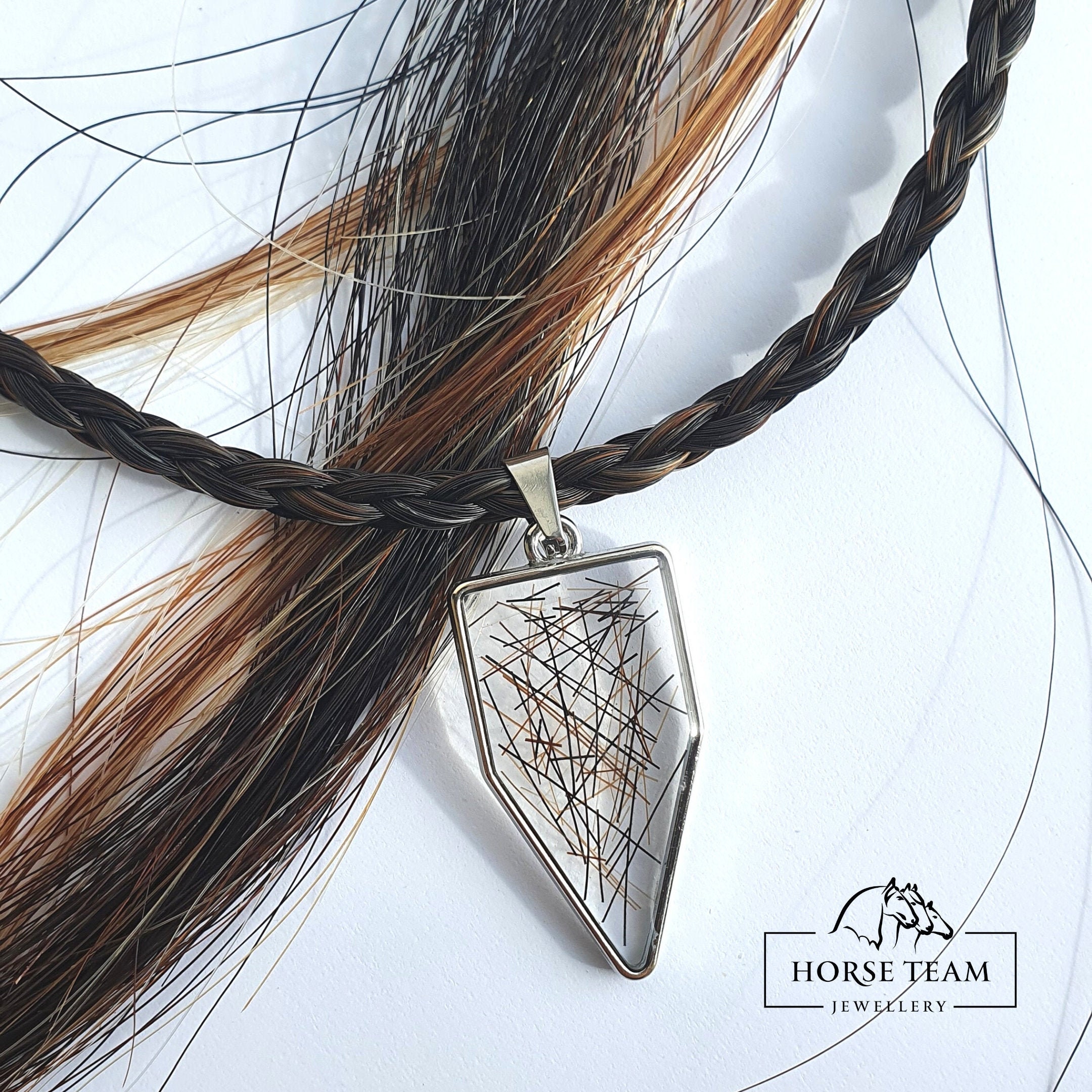 Braided horse hair necklace with resin pendant Equestrian Etsy