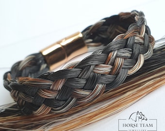 Flat braided horse hair bracelet, Custom equestrian jewelry + Tassel Key chain for FREE
