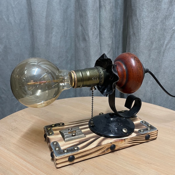 lampe steampunk industrielle rétro vintage upcycling