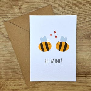 Bee Valentines Card, Bee Mine Valentines Card, Valentines Day Card, Pun Card, Girlfriend, Boyfriend, Husband, Wife, Partner, Handmade