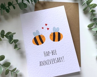 Anniversary Card, Happy Anniversary Card, Bee Anniversary Card, Handmade Card, Pun Card