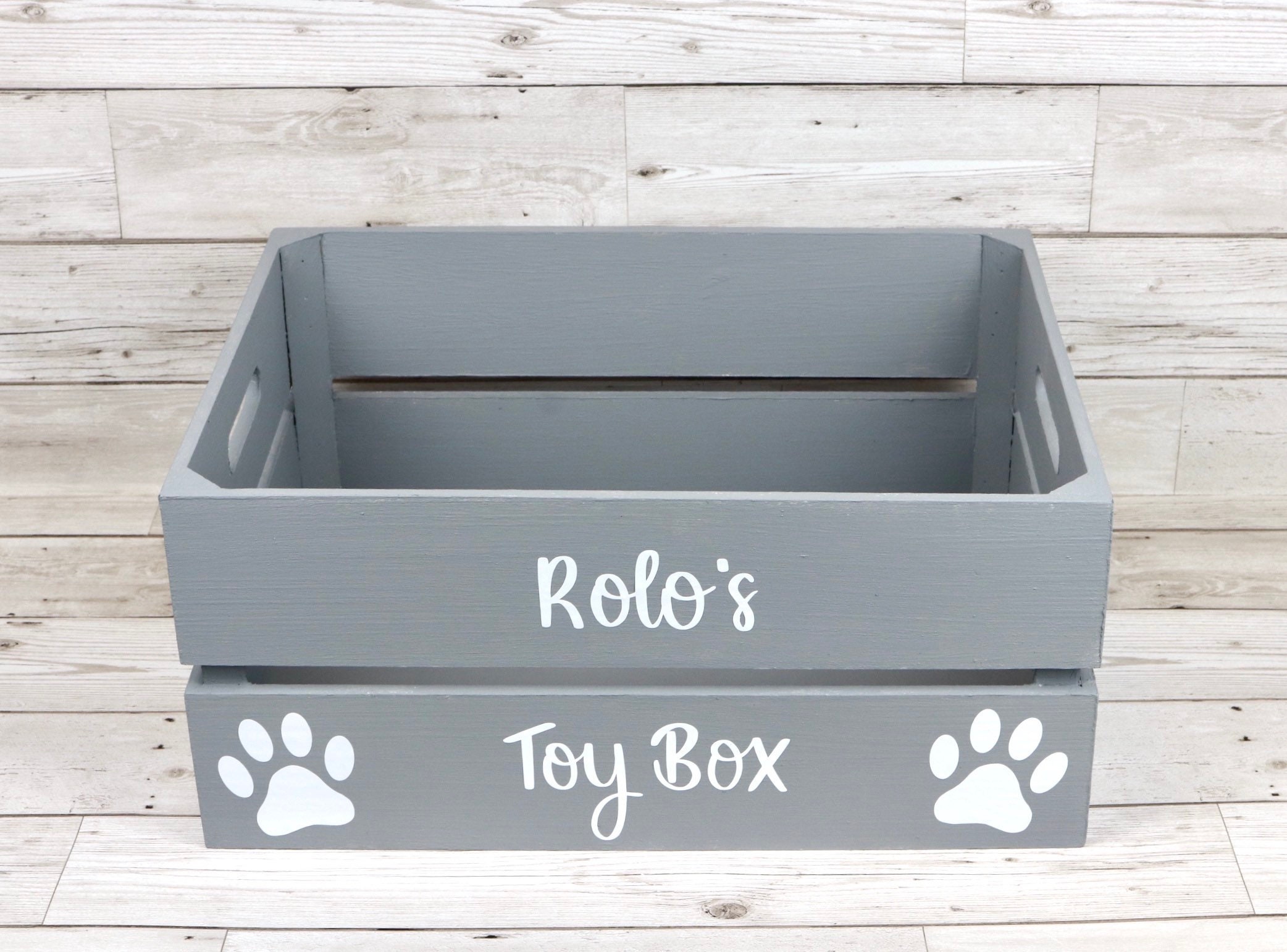 Dog Toy Box Crate Grey Personalised Etsy