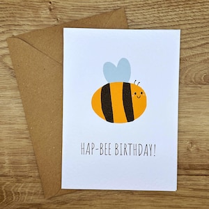 Biene Geburtstagskarte, Hap-Bee Geburtstagskarte, handgemachte Karte, Wortspiel Karte, für Sie, für Ihn