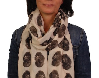 Poodle scarf with dogs on - Poodle owner gifts for women - Miniature Poodle print scarf - Poodle gifts