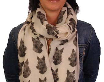 Scottish Terrier scarf with dog design - Scottie dog scarf - Scottie dog gifts - Scottie dog print scarf, Scottish Terrier gifts, scarf gift