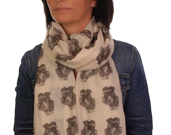 Miniature Schnauzer scarf with dogs on - Schnauzer owner gifts for women - Schnauzer print scarf - Schnauzer gifts