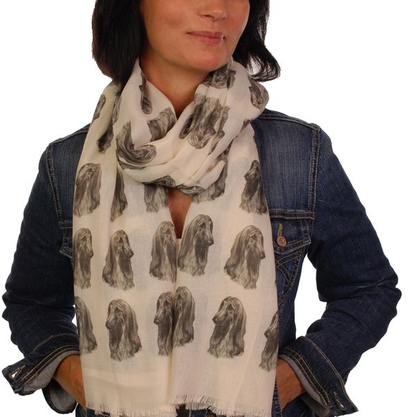 Afghan Hound scarf - Afghan gifts for women - Afghan print scarf - Premium ladies scarves with dogs on