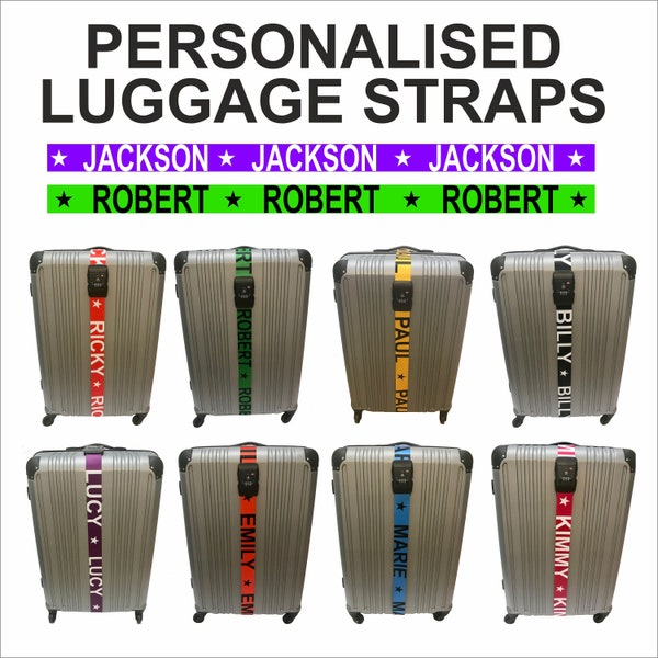 Personalised Luggage Strap, Strap with TSA combination lock, Personalised Suitcase Strap, Personalised Luggage Belt, Printed Luggage Strap