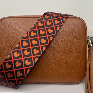 Herzen und Karos Design Taschengurt, Crossbody Taschengurt - Schultergurt für Handtaschen - Ersatz-Taschengurte
