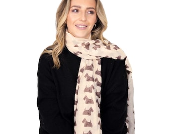 Scottish Terrier scarf with dogs on - Scottie dog gifts - Scottie print scarf - Scottie owner gift - personalised scarf