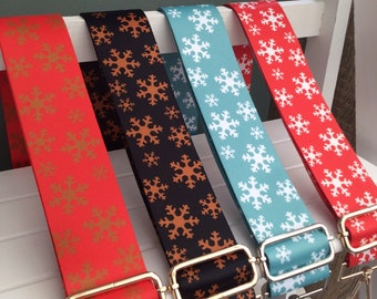 Christmas Snowflake Bag strap, Handmade  crossbody Bag Strap, made in the UK