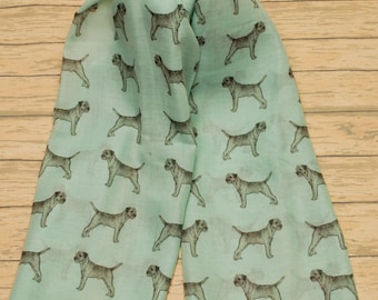 Border Terrier scarf with dogs on, Border Terrier gifts, personalised scarf, Border Terrier owner gift, Border Terrier print, scarf in a box