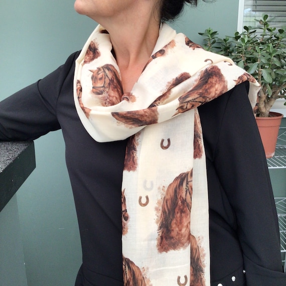 Horse Print Scarf Personalized Hand Printed Horse Scarf Equestrian