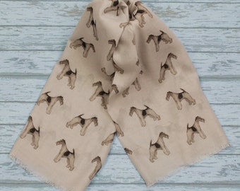 Wire Haired Fox Terrier scarf with dogs on - Wire Fox Terrier owner gifts - personalised scarf - ladies fashion scarf - fox terrier gift