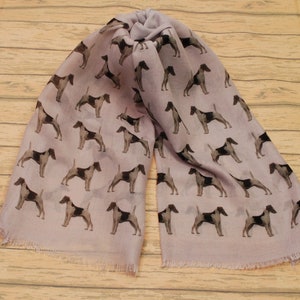 Smooth Fox Terrier scarf with dogs on - Smooth Fox Terrier print scarf - Fox Terrier owner gifts - ladies fashion scarf