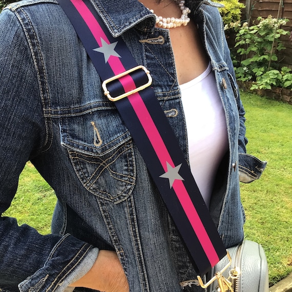 Navy and Pink Bag Strap, Handmade Crossbody Bag Strap, Attachable