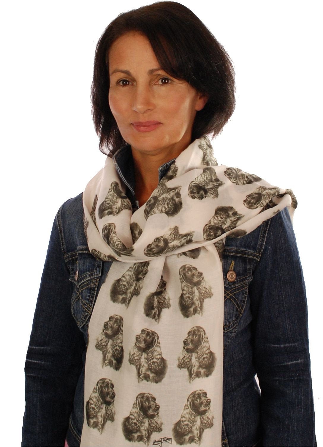 Premium hand printed Cocker spaniel scarf