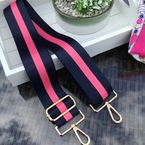 Navy and Pink bag strap, Handmade crossbody Bag Strap, Attachable Shoulder bag Straps for Handbags, Replacement Bag Straps, Guitar Strap