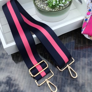 Navy and Pink bag strap, Handmade crossbody Bag Strap, Attachable Shoulder bag Straps for Handbags, Replacement Bag Straps, Guitar Strap