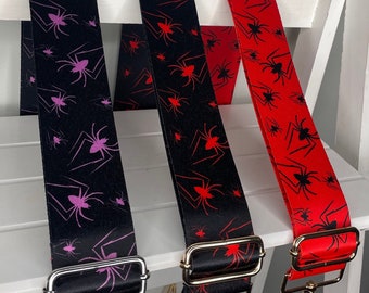 Halloween spiders bag strap, Pastel Goth bag strap, Spooky Spider bag strap, Gothic accessories spiders